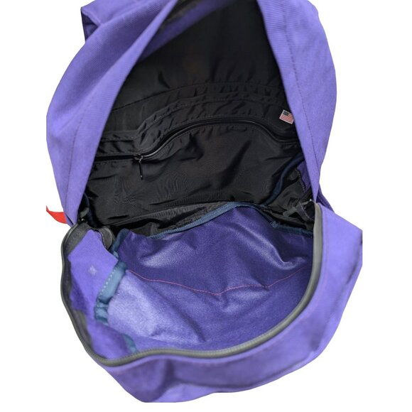 J. Stark Canvas Backpack Purple Brick Red Colorblock Laptop Bag 16" - Picture 6 of 11